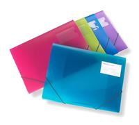 Rapesco 0719 Carpetas de Tres solapas A4+, Colores Surtidos Translúcidos, 5 Unidades