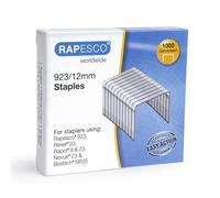 Rapesco 1238 Grapas Galvanizadas Profesionales Tipo 923/12 mm, Paquete de 1000