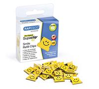 Rapesco 1380 Supaclip 40 Recarga Clips Sonrisas, Amarillo, Caja de 100