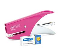 Rapesco 1382 Grapadora de Tenaza SP-64 y 1000 Grapas Tipo 21/4 mm, Capacidad para 12 Hojas, Fucsia