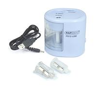 Rapesco 1447 Sacapuntas Eléctrico Automático PS12-USB con Carga USB o Baterías (no incluidas), Celeste