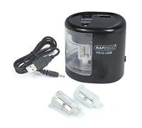 Rapesco 1449 Sacapuntas Eléctrico Automático PS12-USB con Carga USB o Baterías (no incluidas), Negro