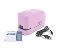 Rapesco 1451 626EL Grapadora Automática USB/Batería con 1000 Grapas 26/6mm, Capacidad para 15 Hojas, Rosa