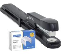 Rapesco 1464 Germ-Savvy Antibacteriano, Marlin Grapadora de Brazo Largo y 5000 Grapas 26/6 mm, Negro