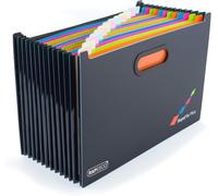 Rapesco Archivador 1552 SupaFile Plus A4+ 13 comp., negro con separadores multicolor