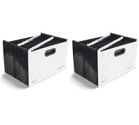 Rapesco 1622 Carpeta Clasificadora SupaFile Plus, Archivador con 26 Compartimientos, A4+, Blanco con Separadores Negros (Paquete de 2)