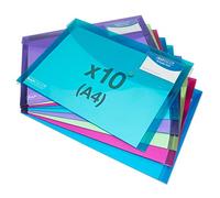 Rapesco 1681 ECO Carpeta Sobre Portafolios con Bolsillo para Tarjetas, A4, Colores Surtidos Transparentes, Paquete de 10