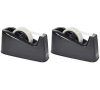 Rapesco 1695 Dispensador de Cinta Adhesiva Profesional 500 mas 1 Rollo de Cinta Transparente, Negro (Paquete de 2)