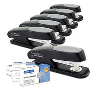 Rapesco 1734 Business: 6 Grapadoras ECO Sting Ray y 1000 x Grapas 24/6 mm, Capacidad de 20 Hojas, Protección Antibacteriana, Negro