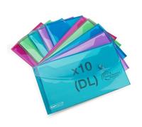 Rapesco 1844 ECO Carpetas Sobre Portafolios con Broche, DL, Colores Surtidos Transparentes, Paquete de 10