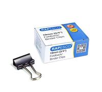 Rapesco FBC190B1 Pinzas/Clips de 19 mm con Brazos Plegables, Capacidad hasta 60 Hojas, Negro, Paquete de 10