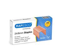 Rapesco S24600Z3 Grapas Galvanizadas Acabado Cobre 24/6 mm, Caja de 1000