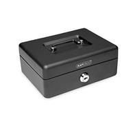 Rapesco SB0008B1 Caja de Caudales Portátil Pequeña, Ancho 20 cm, 3 llaves y Bandeja Portamonedas Extraíble, Negro