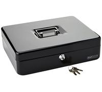 Rapesco SB0012B1 Caja de Caudales Portátil, Ancho 30 cm, Negro | Incluye 3 llaves y Bandeja Portamonedas Extraíble