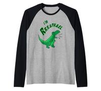 Raphael I'm Rrraphael Lindo T-Rex Dino Roar Nombre para Niños Camiseta Manga Raglan