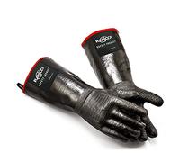RAPICCA BBQ Parrilla Guantes para Horno, Ahumador Resistente Al Calor, Guantes para Cocinar Barbacoa, Parrilla, Impermeable, Ignífugo, Revestimiento de Neopreno Resistente al Aceite Tamano XL 43.2cm