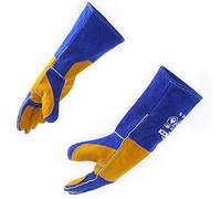 RAPICCA Guantes de soldadura de cuero Forge/Mig/Stick resistentes al calor/fuego, guantes para horno/parrilla/chimenea/horno/soldador/barbacoa/guante de manipulación de animales Azul 40.6cm