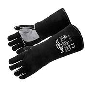RAPICCA Guantes de soldadura de cuero Forge/Mig/Stick resistentes al calor/fuego, guantes para horno/parrilla/chimenea/horno/soldador/barbacoa/guante de manipulación de animales Negro 40.6cm