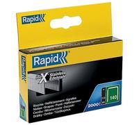 Rapid Caja de Grapas de Corona Plana para Plástico, Cartón y Alfombras N.º140 de Acero Inoxidable, 10 mm - 2.000 Grapas