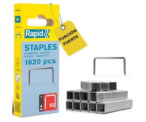 Rapid 1600 Grapas Finas n.53/4, Acero Galvanizado, para Tapicería | Para fijar tejidos, etiquetas y pósteres sobre madera, con una grapa fina y discreta