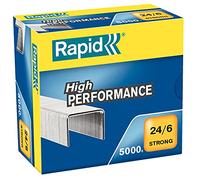 Rapid Grapas 24/6 Mm Strong Para Grapadoras De Escritorio, Hasta 20 Hojas, Alambre Galvanizado, Caja De 5000 Unidades, 24859900