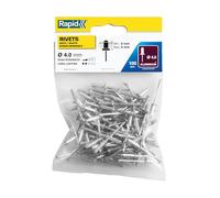 Rapid 5000379 - Remaches Aluminio 4x12 Mm Pack 100 | Fijación para bricolaje y montaje en pared, metal o textiles con formato pack y medidas específicas