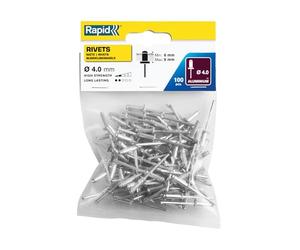 Rapid 5000379 - Remaches Aluminio 4x12 Mm Pack 100 | Fijación para bricolaje y montaje en pared, metal o textiles con formato pack y medidas específicas