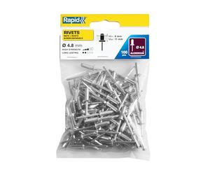 Rapid 5000381 - Remaches Aluminio 4,8x14 Mm Pack 100 | Fijación para bricolaje y montaje en pared, metal o textiles con formato pack y medidas específicas