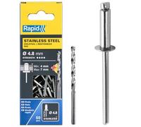 Rapid 5000396 - Remaches Acero Inoxidable 4,8x10 Mm Pack 50 | Fijación para bricolaje y montaje en pared, metal o textiles con formato pack y medidas específicas