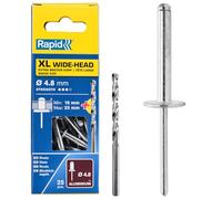 Rapid 5000668 - Remaches Aluminio XL 4,8x30 Mm Pack 25 | Fijación para bricolaje y montaje en pared, metal o textiles con formato pack y medidas específicas