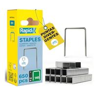Rapid Caja de Grapas de Corona Plana para Plástico, Cartón y Alfombras N.º140 de Acero Inoxidable, 14 mm - 650 Grapas