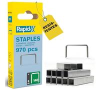 Rapid Caja Estrecha de Grapas de Corona Plana para Plástico, Cartón y Alfombras N.º140 de Acero Galvanizado, 6 mm - 970 Grapas