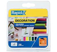 RAPID Blister 36 Barras Cola Ø7x90mm Rojo, Verde, Amarillo, Azul Y Negro. 5001426, Multicolor, 115 g