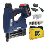 Rapid BTX606 18V P4A Kit de Grapadora Eléctrica Inalámbrica con Luz LED para Bricolaje con 2.500 Disparos de Grapas N.º 606 y Clavos N.º 8, con Batería, Cargador y Maleta (5001502)