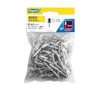 Rapid Caja de 100 Remaches de Aluminio Ø4.8 x 16 mm Uso Versátil, para Fijar Guardabarros, Cubiertas Metálicas y Plásticas, Señalización y Chapas, Apto para Bricolaje (5000382)