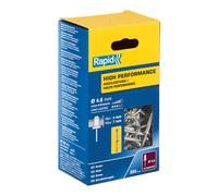 Rapid Caja de 350 Remaches de Aluminio Ø4.8 x 10 mm Adecuados para Fijar Guardabarros, Cubiertas Metálicas y Plásticas, Señalización y Chapas (5001435)