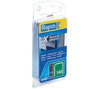 Rapid Caja de Grapas de Corona Plana para Plástico, Cartón y Alfombras N.º140 de Acero Inoxidable, 10 mm - 650 Grapas