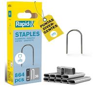 Rapid Caja de Grapas de Corona Redondeada para Cables de Bajo Voltaje N.º36 de Acero Galvanizado, 12 mm - 864 Grapas