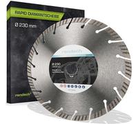 Rapid - Disco de corte de diamante (230 mm, para hormigón, granito, piedra, etc.) Disco de diamante profesional con segmento turbo de 10 mm (diámetro de 230 mm).