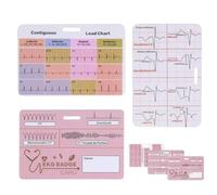 Rapid Ekg Interpretation Card - Clinical Ecg Ruler for Nursing | 9x6cm, 3 Pieces Waterproof PVC Sheet, Cardiac Badge Pocket Reference for Er, Medical Study Cheat Guide, Lab Value Card Icu Rn