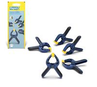 Rapid Juego de 5 Mini Abrazaderas con Resorte, Abrazaderas Pequeñas de 35 mm con Sujeción Ajustable para Carpintería y Manualidades; Abrazaderas Manuales de Plástico Resistente para Bricolaje 5001716