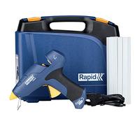 Pistola de cola sin cable CG270 presentada en un estuche que incluye 10 barras de cola transparente universal