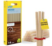 Rapid Paquete de 14 Barras de Cola para Madera, Diámetro 12 mm x 190 mm, Color Amarillo, Adecuadas para Madera, Cartón, Corcho, Sin Disolventes, Pegado Rápido (5001420)