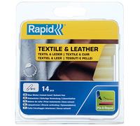 Rapid Paquete de 14 Barras de Cola para Tejidos y Cuero, Diámetro 12 mm x 94 mm, Color Amarillo, Adecuadas para Moqueta, Nobuck, Sin Disolventes, Pegado Rápido (5001416)