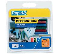 Rapid Paquete de 36 Barras de Cola de Colores con Purpurina para Decoración, Diámetro 7 mm x 90 mm, Colores Purpurina Verde, Rojo y Azul, con Altos Niveles de Resina, Sin Disolventes, Pegado Rápido