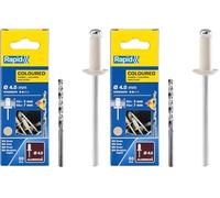 Rapid Remaches de Aluminio de Gran Resistencia, Blanco Crema, Ø4 x 10 mm - Remaches de 4 mm para Canalones, Tuberías y Chapa Metálica - Incluye Taladro - 50 Unidades, Embalaje de Cartón (5001464)