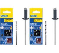 Rapid Remaches de Aluminio de Gran Resistencia, Gris Antracita, Ø4 x 10 mm - Remaches de 4 mm para Canalones, Tuberías y Chapa Metálica - Incluye Taladro - 50 Unidades, Embalaje de Cartón (5001465)