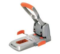 Rapid Supreme perforadora HDC150/2 de alta resistencia con 2 agujeros, 150 hojas, color plata/naranja.