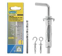 Rapid Tacos de Expansión Metálicos, Pack de 12 Tacos de Expansión Metálicos y Ganchos para Pared de Pladur de 3-13 mm, Carga Máxima de 25kg, Tacos para Pladur y paredes Huecas(5001556)