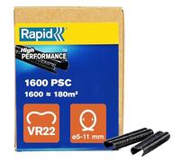 Rapid VR22 Grapas Anilladas Galvanizadas para Vallas con Recubrimiento PET Negro, Compatible con Malla de Alambre de 5-11 mm, Ideal para Cercar Terrenos y Jardines, 1600 Unidades (40017338)